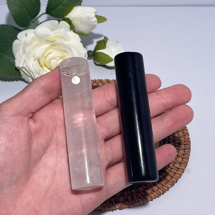 Black Obsidian/Clear Quartz Cylinder