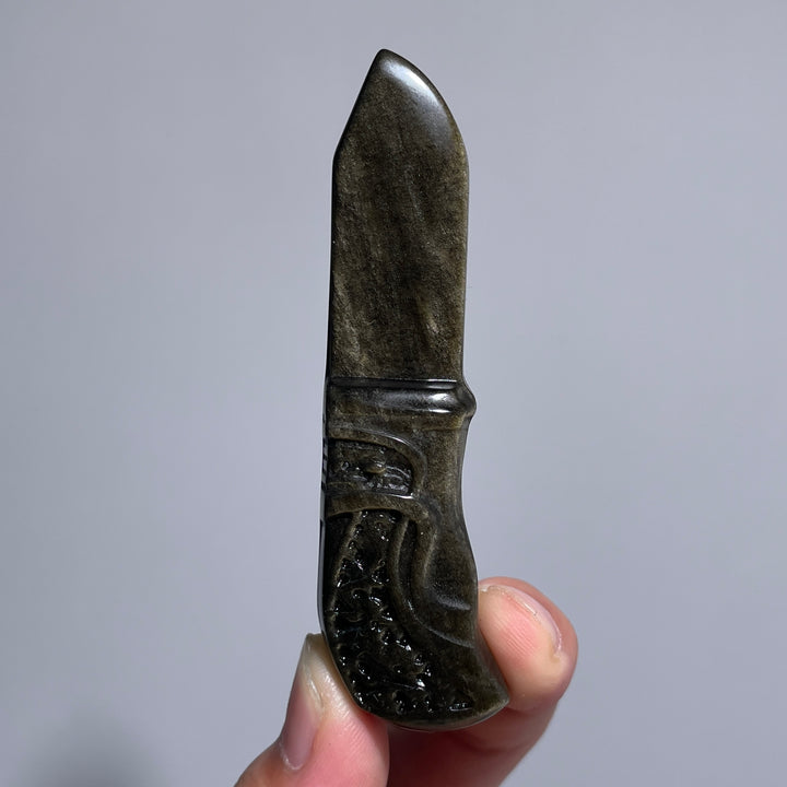 Sonne und Mond aus goldenem/silbernem Obsidian