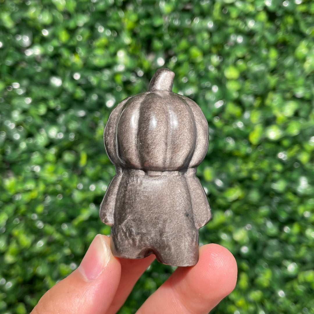 Silver Obsidian Pumpkin Person