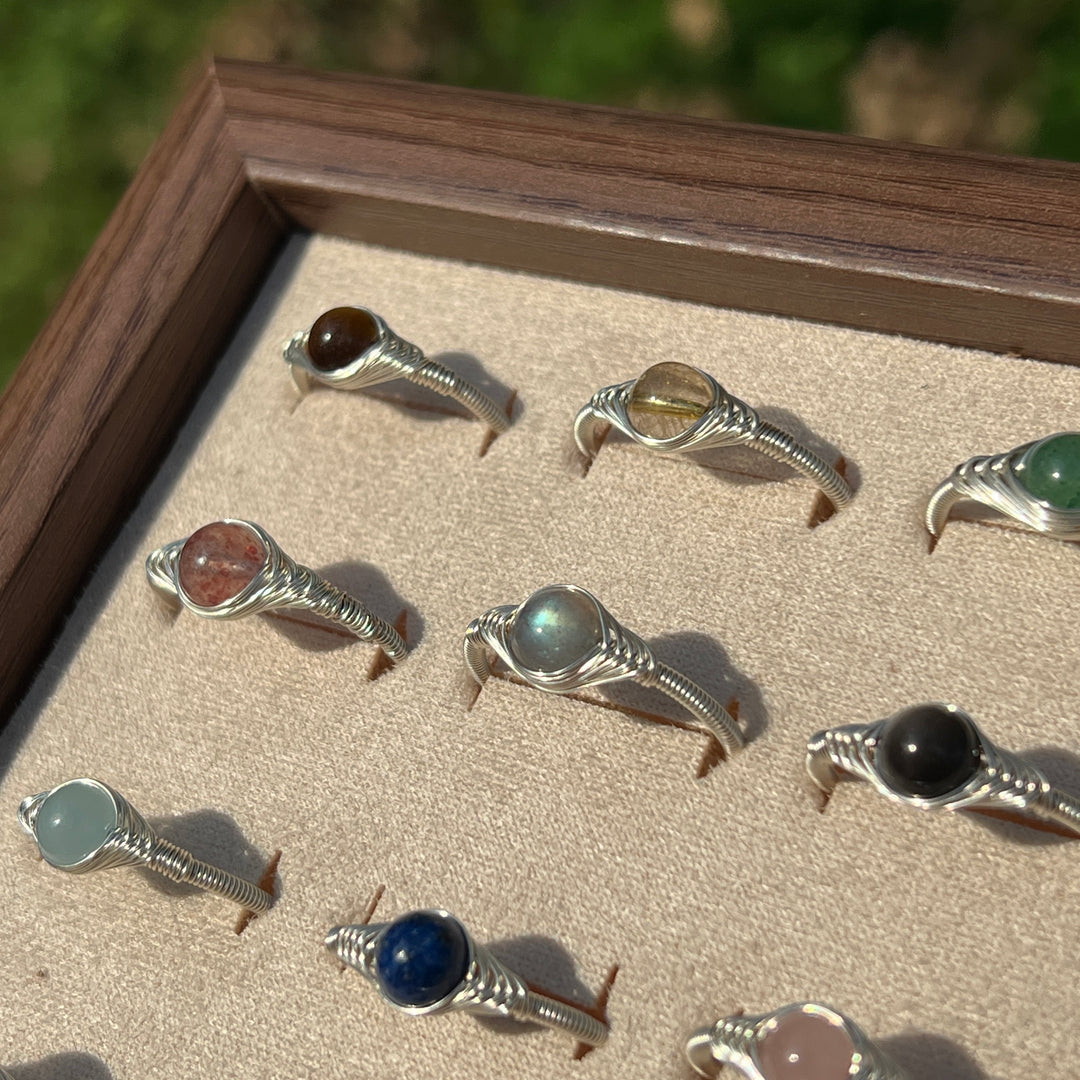 Dainty Wire Wrapped Crystal Ring