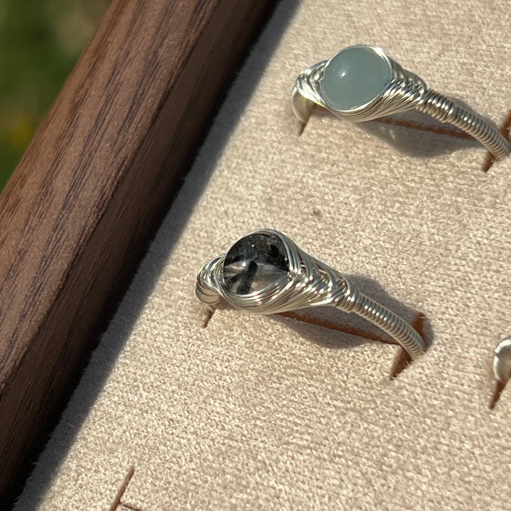 Dainty Wire Wrapped Crystal Ring