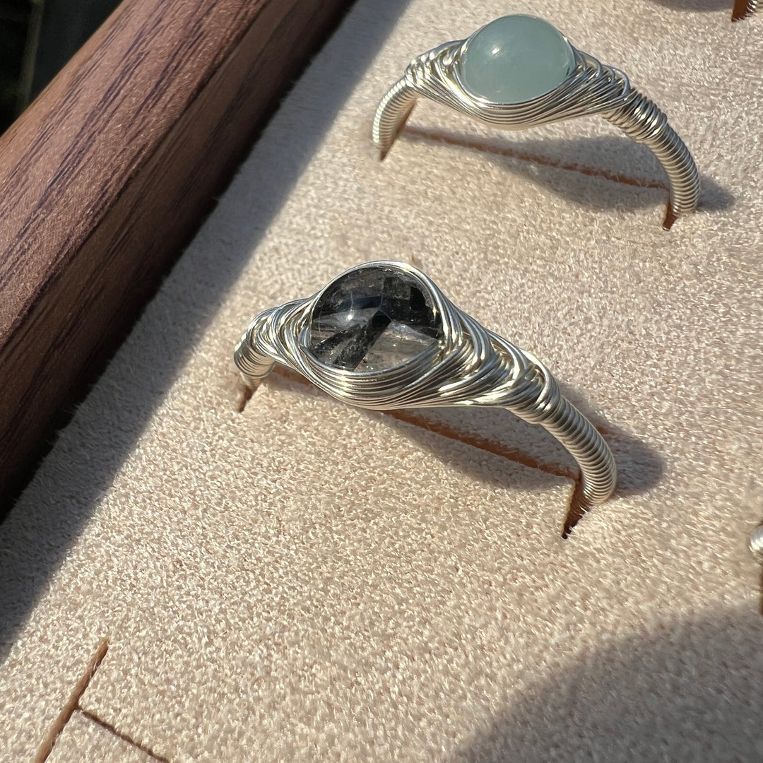 Dainty Wire Wrapped Crystal Ring