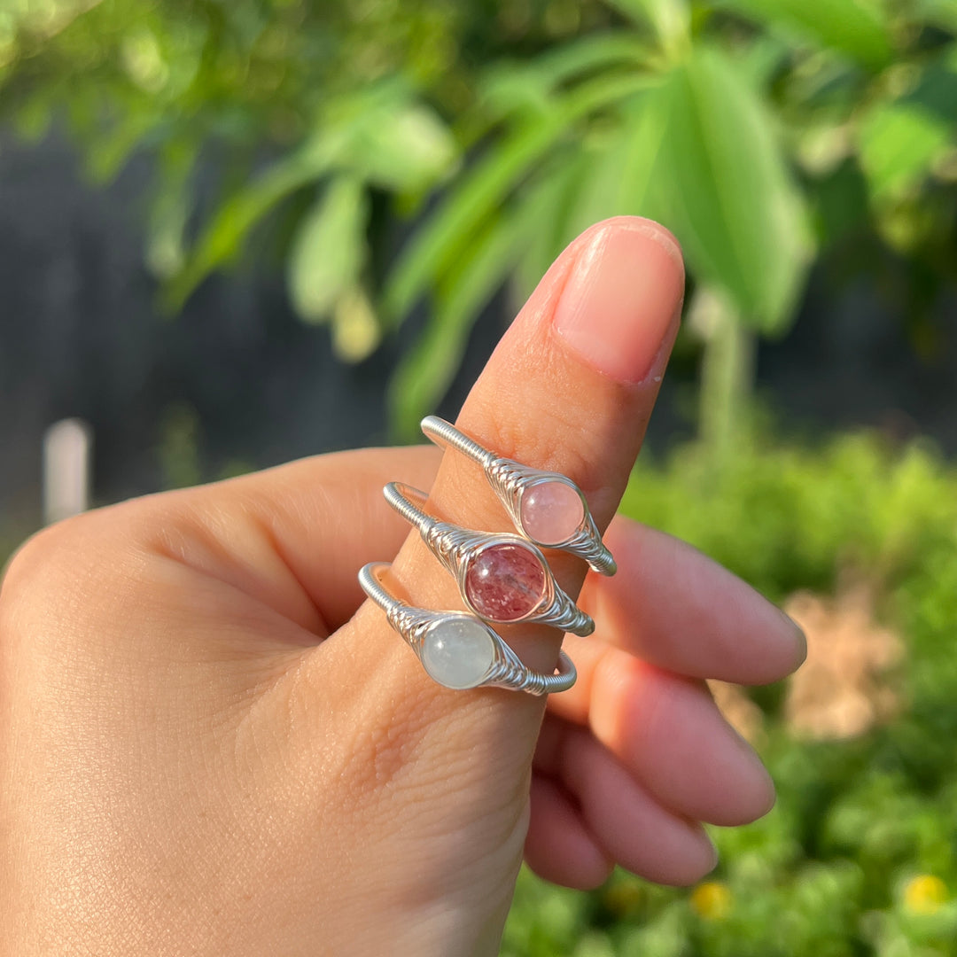 Dainty Wire Wrapped Crystal Ring