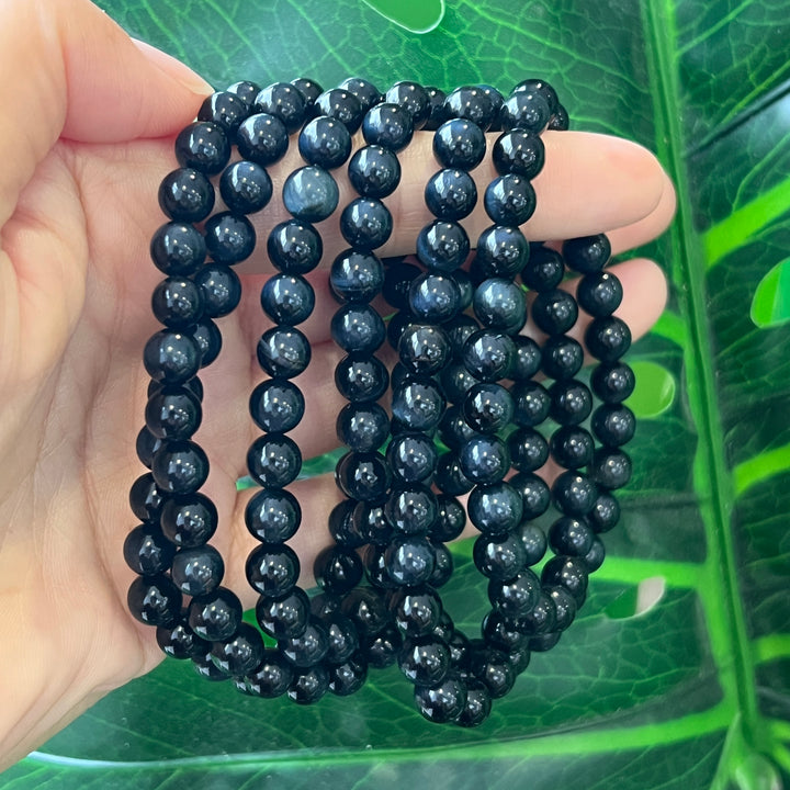 Blue and Yellow Tiger's Eye Three Circles Bracelets 6.3mm-6.7mm