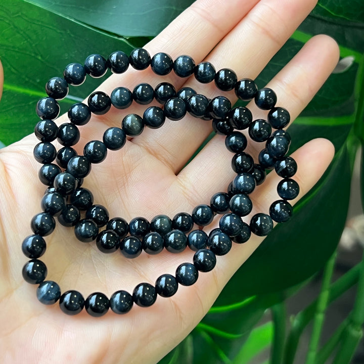 Blue and Yellow Tiger's Eye Three Circles Bracelets 6.3mm-6.7mm