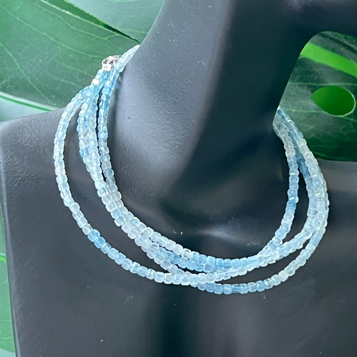 Aquamarine Faceted Necklace 2.1mm-2.5mm