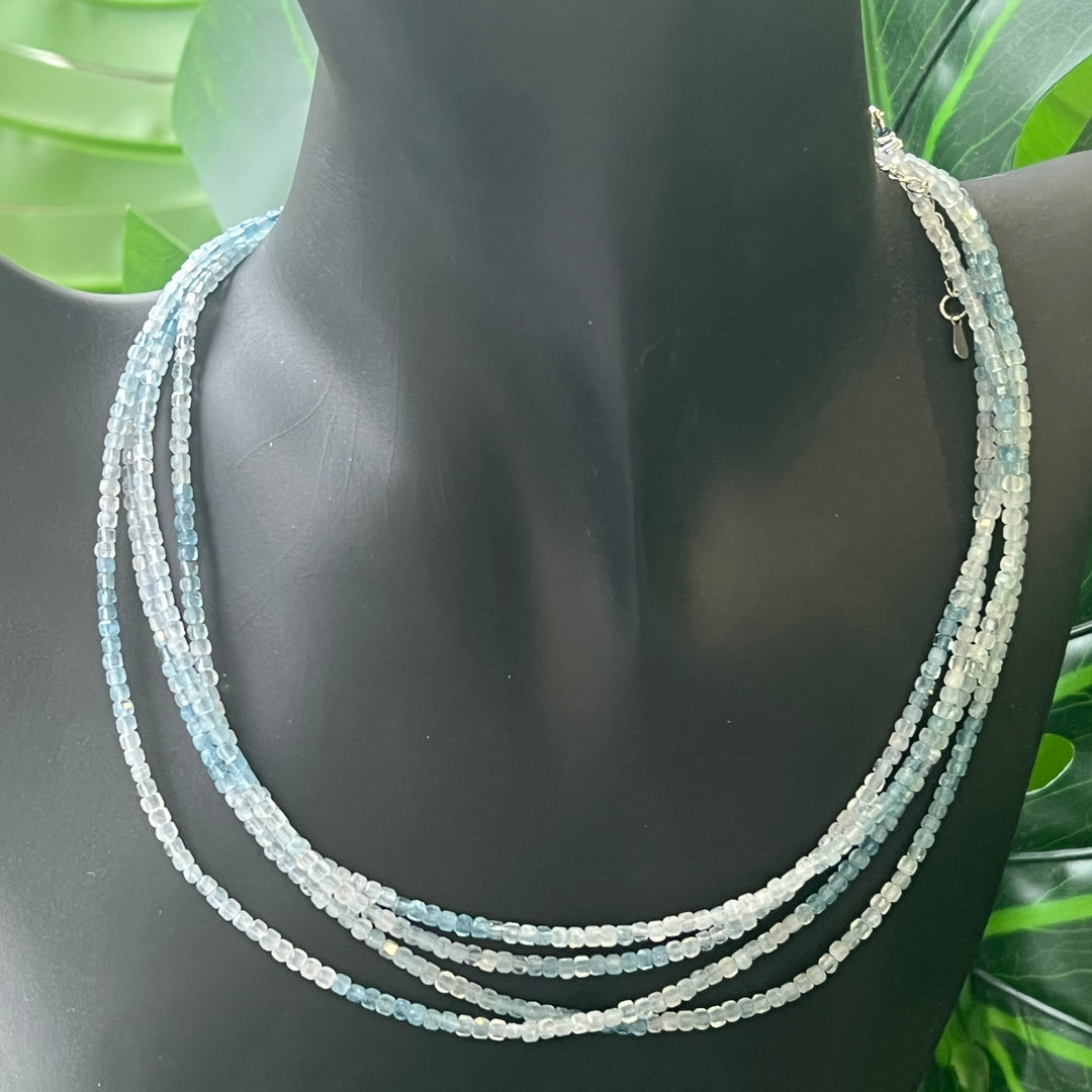 Aquamarine Faceted Necklace 2.1mm-2.5mm