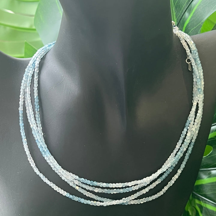 Aquamarine Faceted Necklace 2.1mm-2.5mm