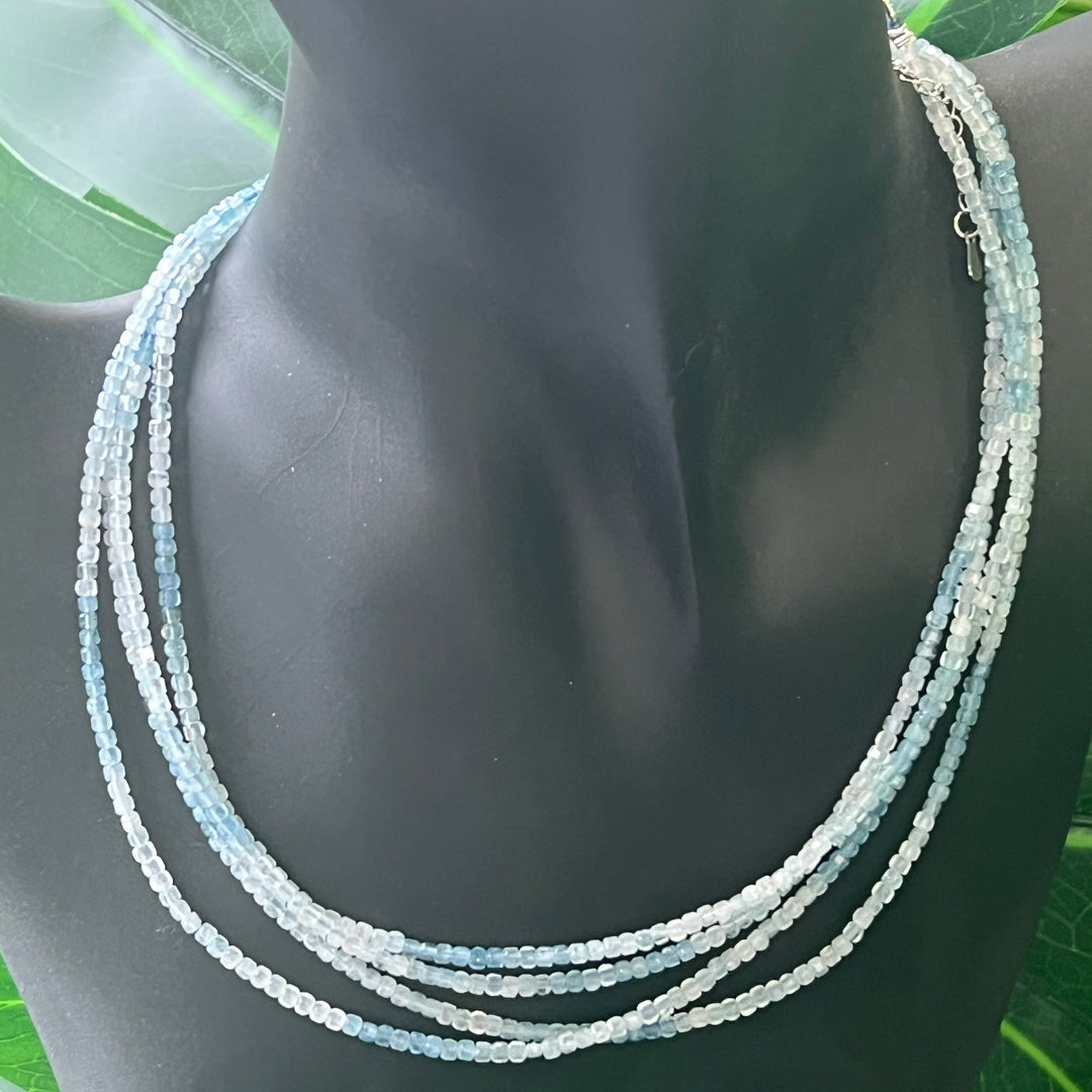 Aquamarine Faceted Necklace 2.1mm-2.5mm