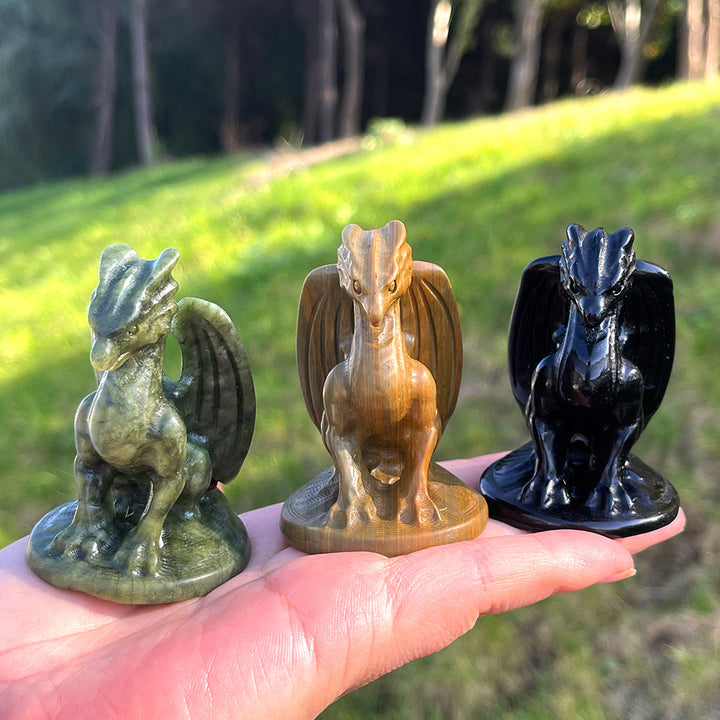 Unique, Natural Crystal Fly Dragon Figurine