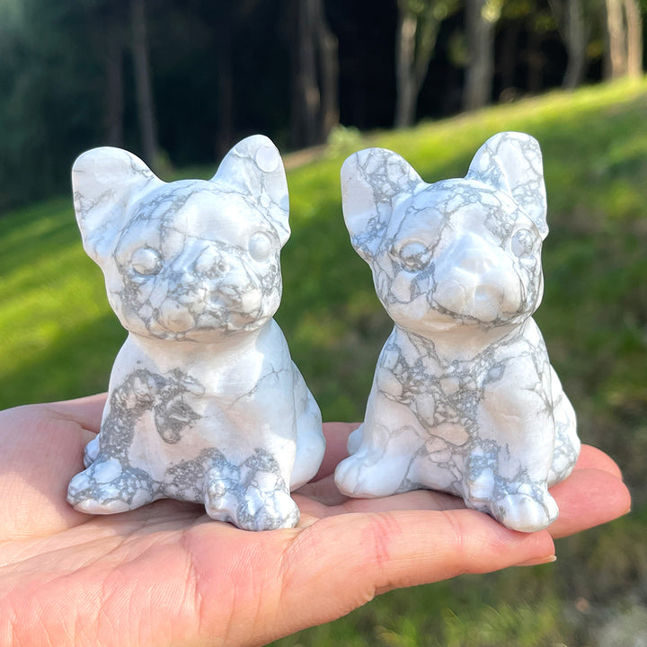 Natural Howlite French Bulldog Figurine
