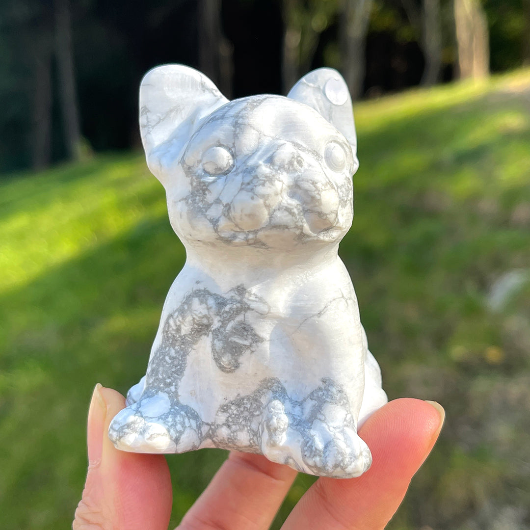 Natural Howlite French Bulldog Figurine