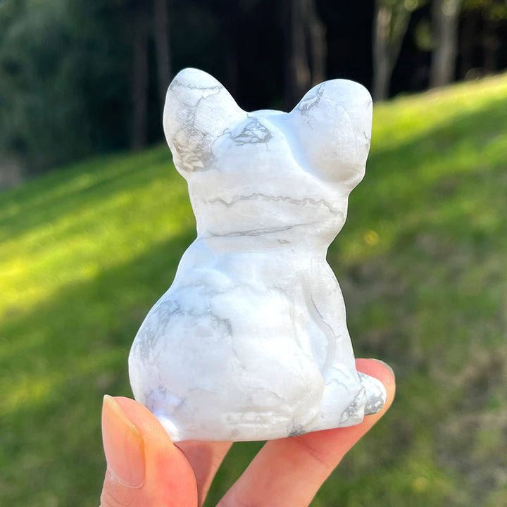 Natural Howlite French Bulldog Figurine