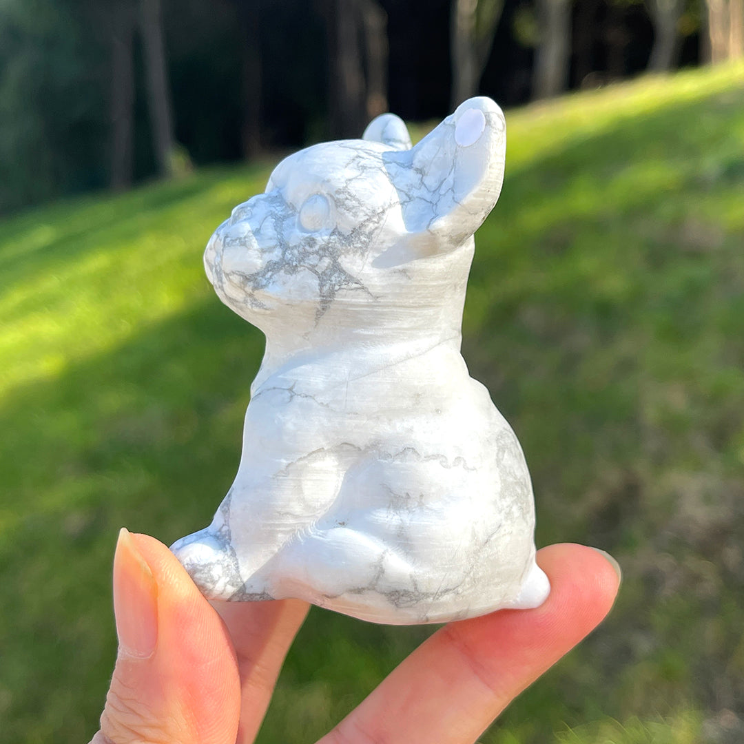 Natural Howlite French Bulldog Figurine