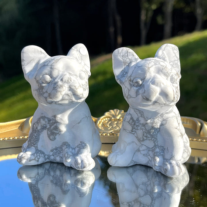 Natural Howlite French Bulldog Figurine