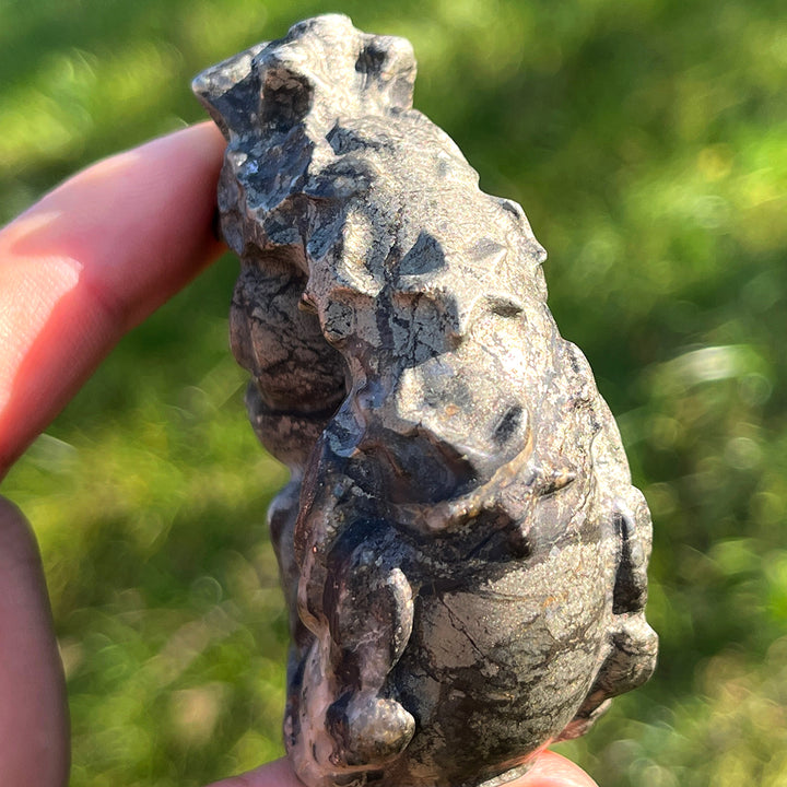 Natural Pyrite Moon Fox Figurine