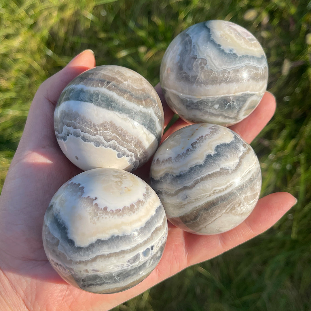 Natural Crystal Striped Fluorite Sphere