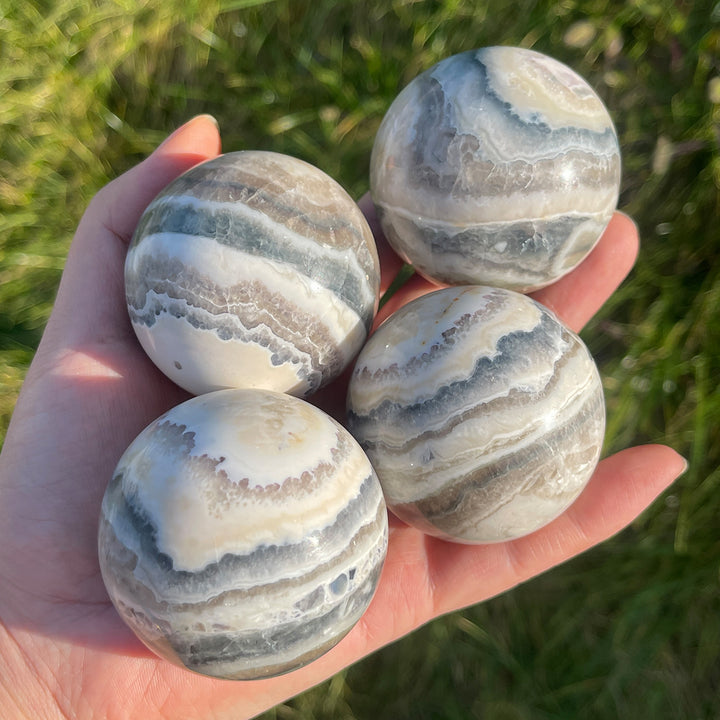 Natural Crystal Striped Fluorite Sphere