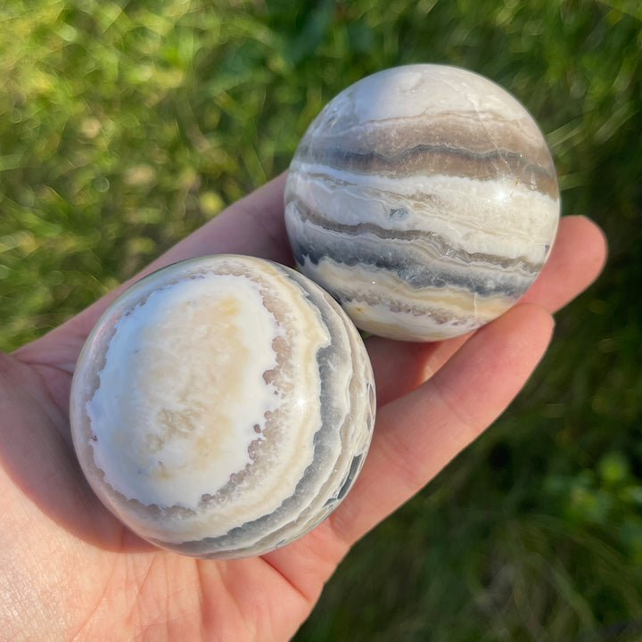 Natural Crystal Striped Fluorite Sphere