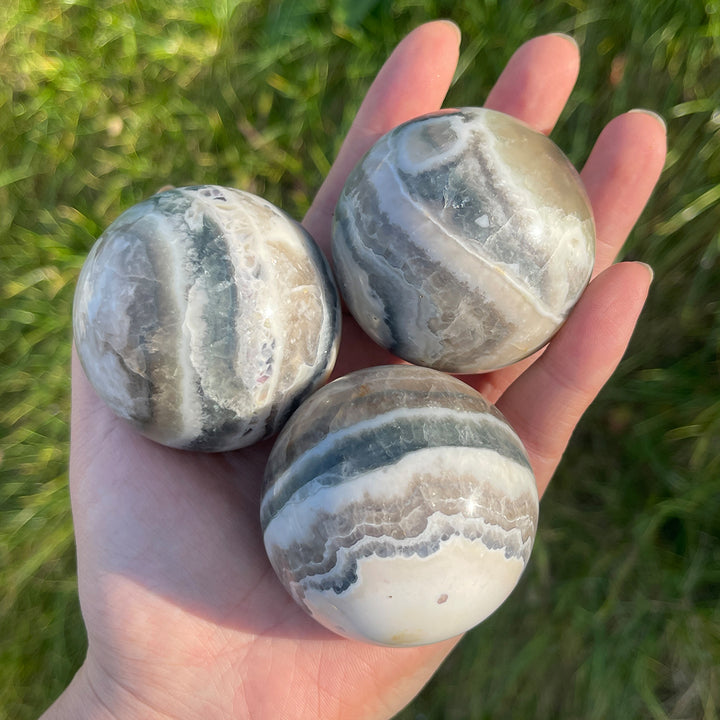 Natural Crystal Striped Fluorite Sphere
