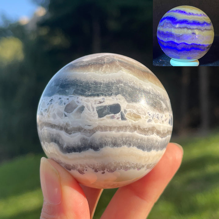 Natural Crystal Striped Fluorite Sphere