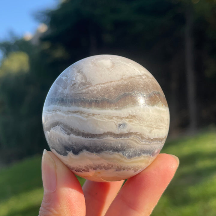 Natural Crystal Striped Fluorite Sphere