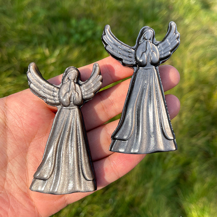 Natural Silver Obsidian Angel
