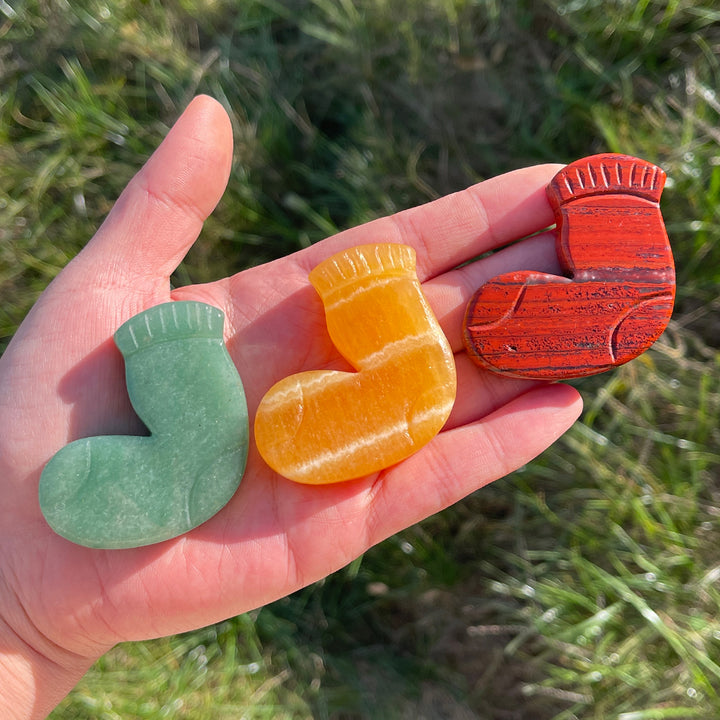Natural Crystal Carving Christmas Sock