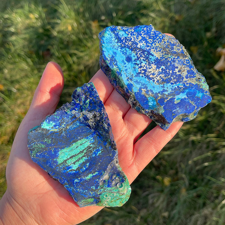 Natural Crystal Carving Azurite Slice