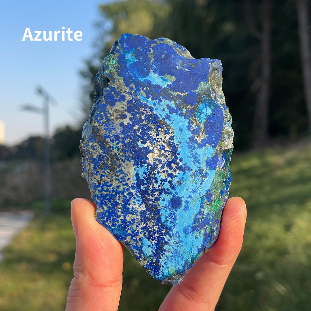Natural Crystal Carving Azurite Slice