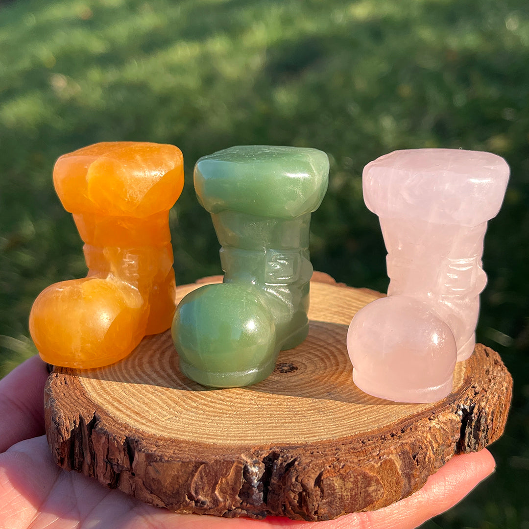 Natural Crystal Carving Christmas Boot