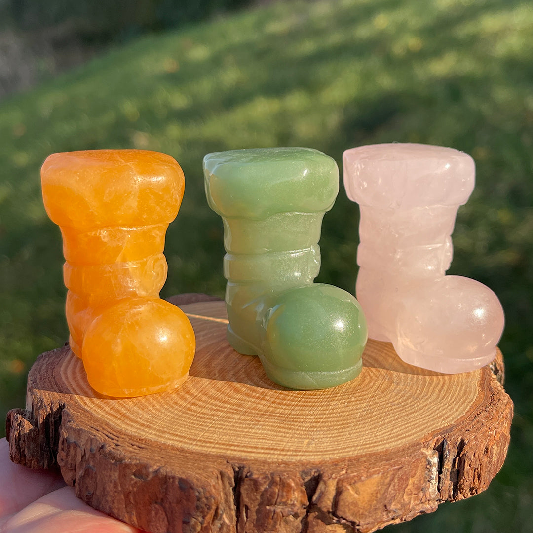 Natural Crystal Carving Christmas Boot
