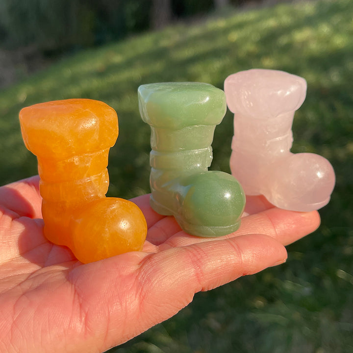 Natural Crystal Carving Christmas Boot