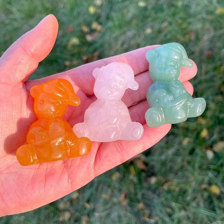 Natural Crystal Carving Christmas Bear