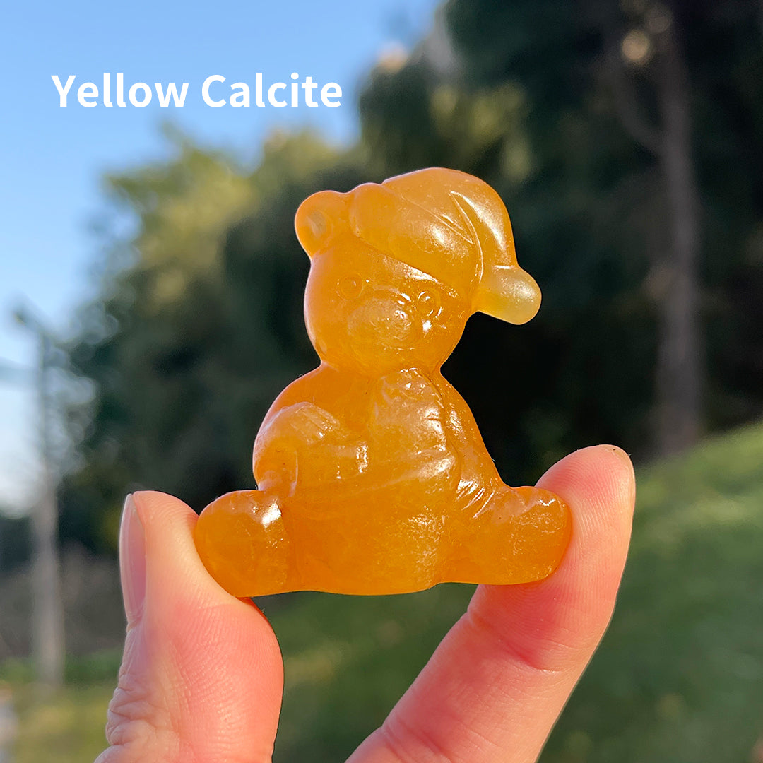 Natural Crystal Carving Christmas Bear
