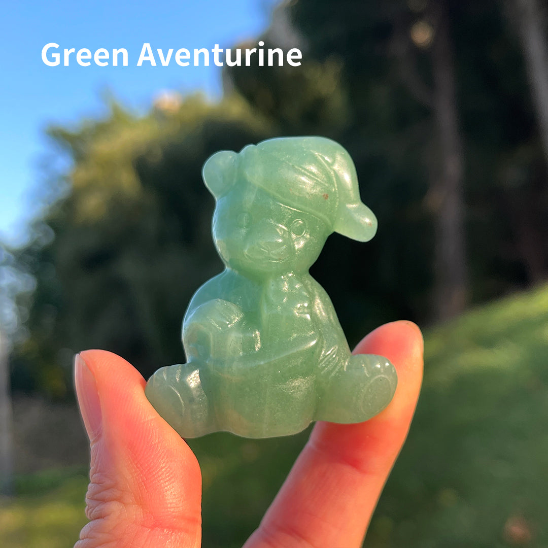 Natural Crystal Carving Christmas Bear