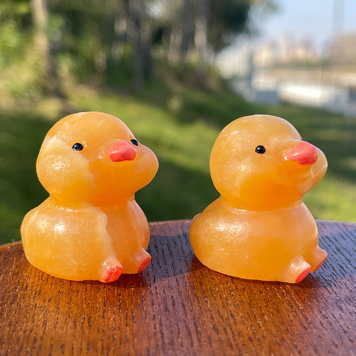 Natural Crystal Carving Yellow Calcite Duck