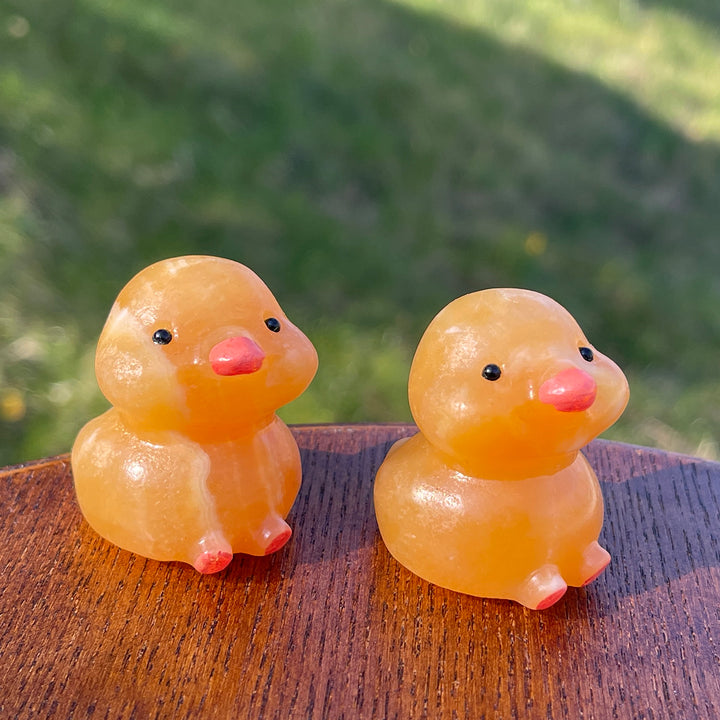 Natural Crystal Carving Yellow Calcite Duck