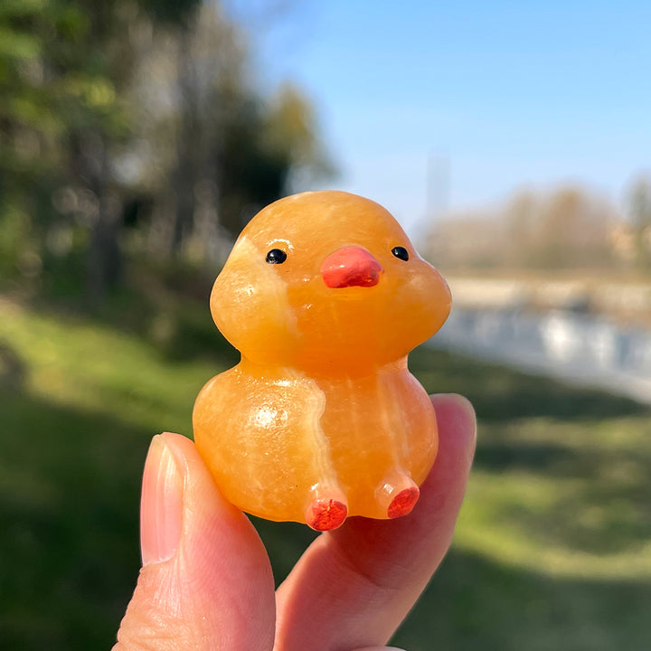 Natural Crystal Carving Yellow Calcite Duck
