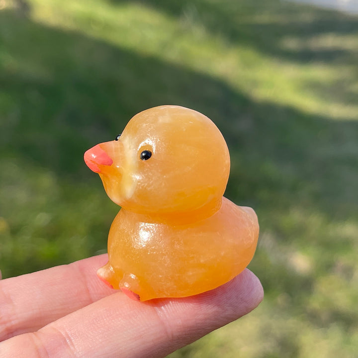 Natural Crystal Carving Yellow Calcite Duck