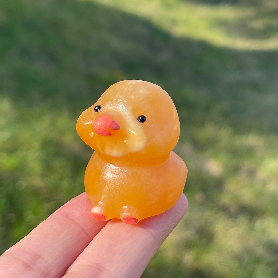 Natural Crystal Carving Yellow Calcite Duck