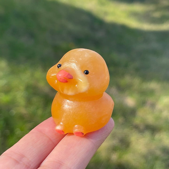 Natural Crystal Carving Yellow Calcite Duck