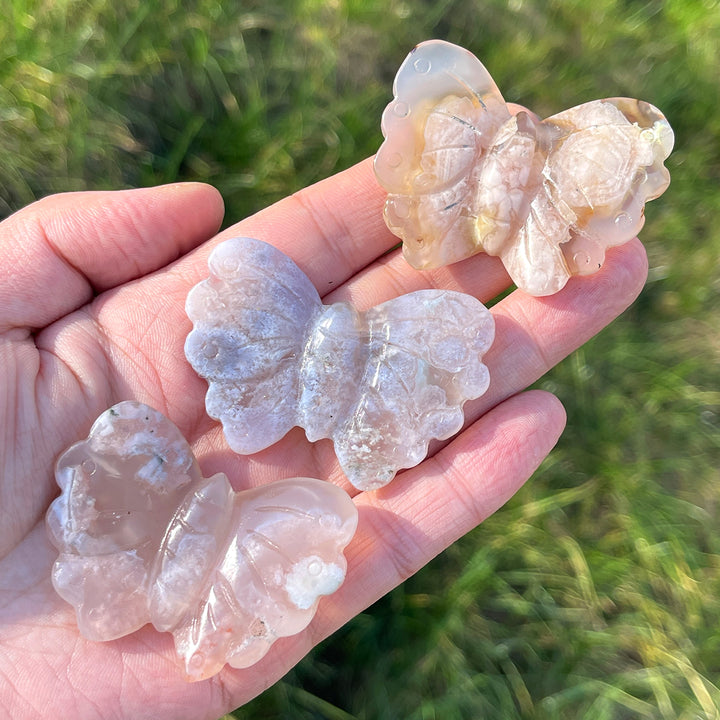 Natural Crystal Carving Flower Agate Butterfly