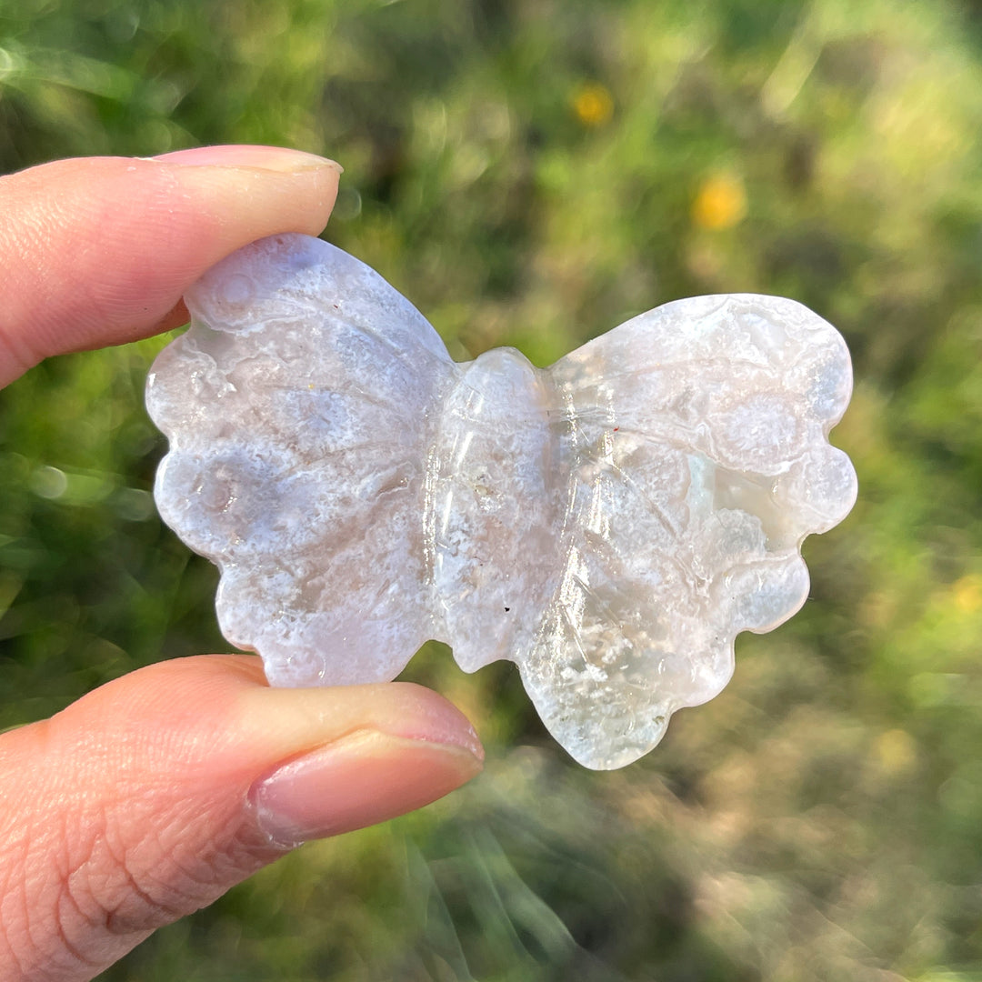 Natural Crystal Carving Flower Agate Butterfly