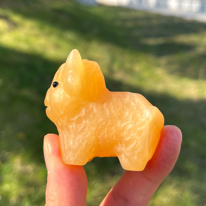 Natural Carving Yellow Calcite Highland Cow