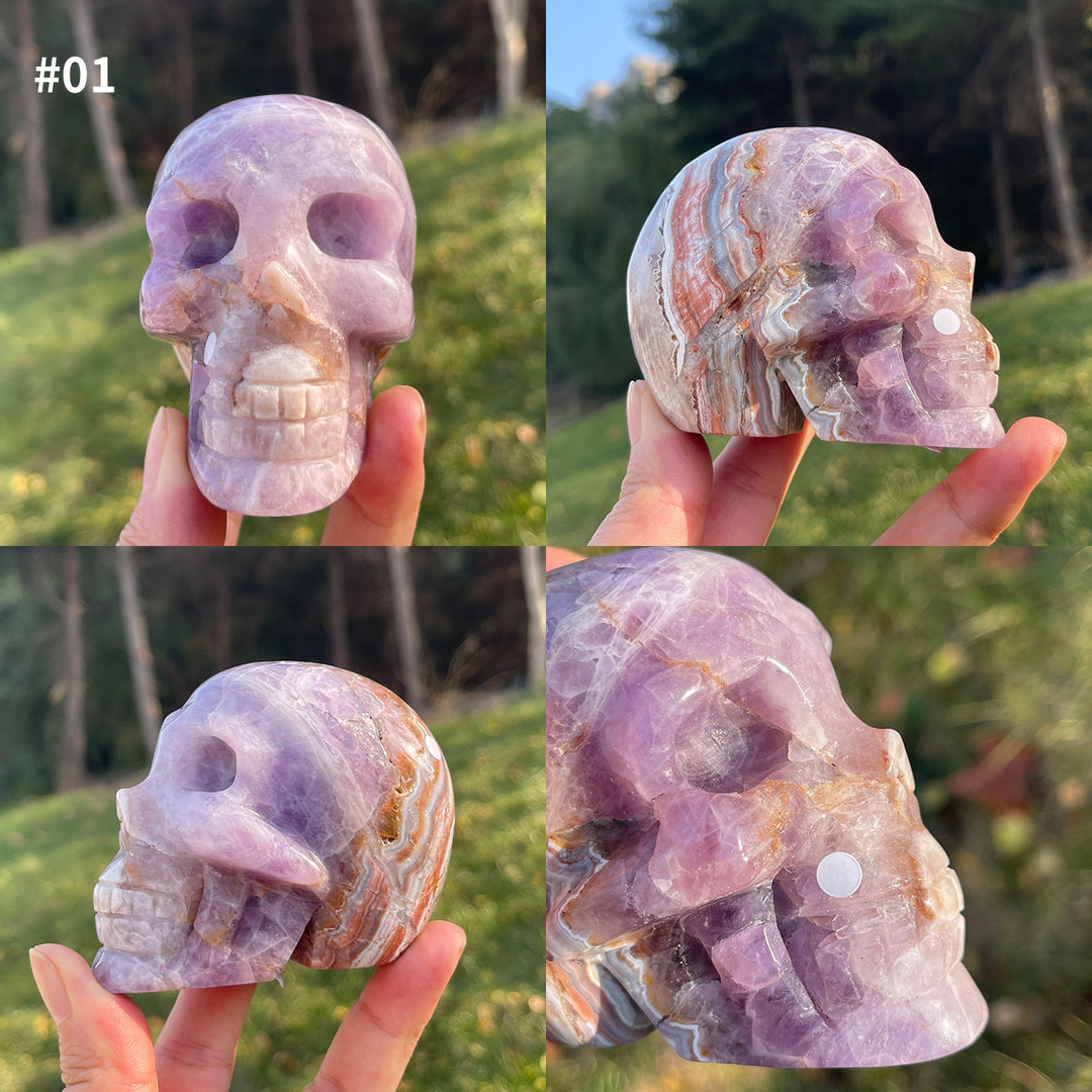Imperfect Unique,Natural Amethyst Agate Skull