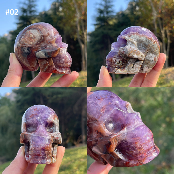 Imperfect Unique,Natural Amethyst Agate Skull