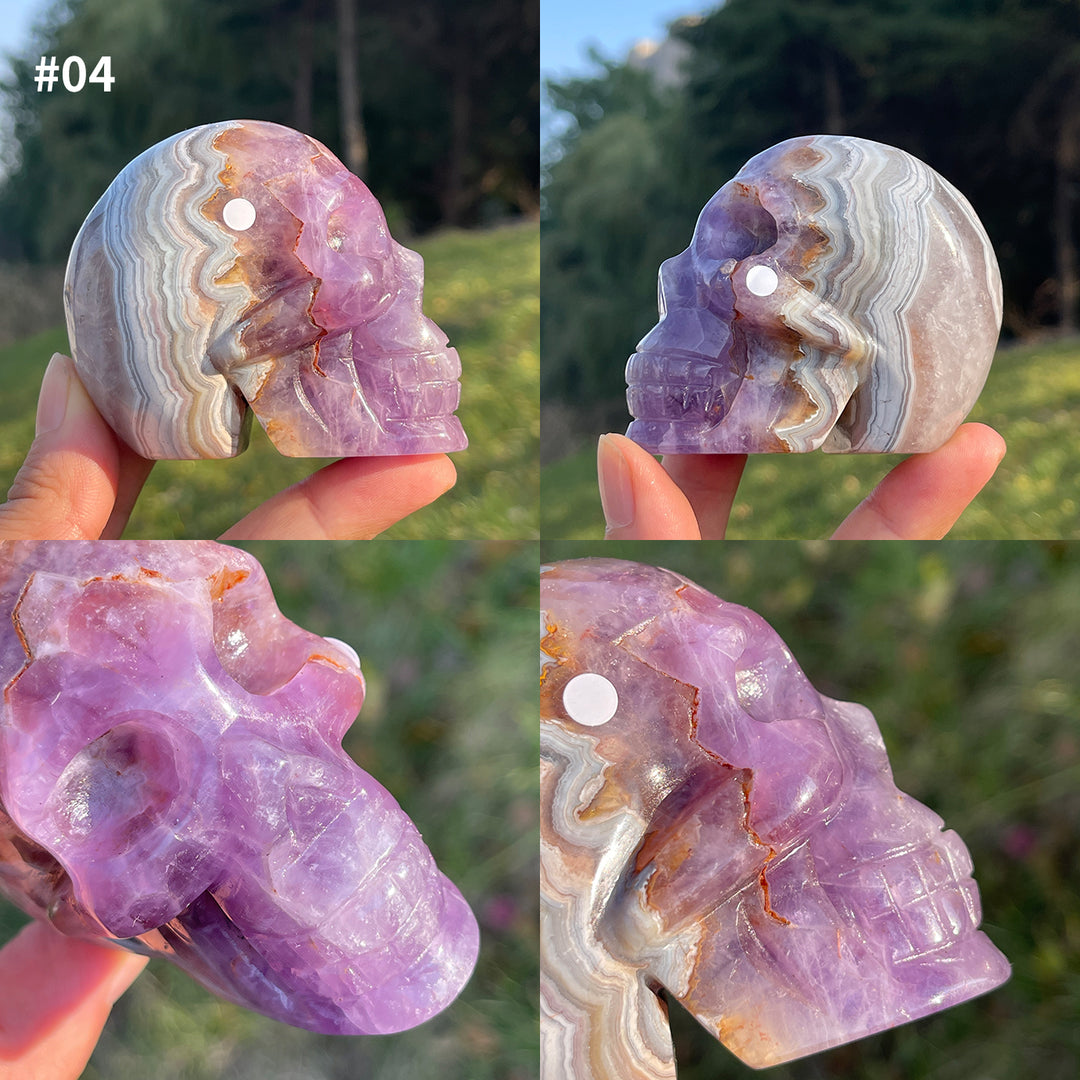 Imperfect Unique,Natural Amethyst Agate Skull