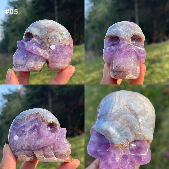 Imperfect Unique,Natural Amethyst Agate Skull