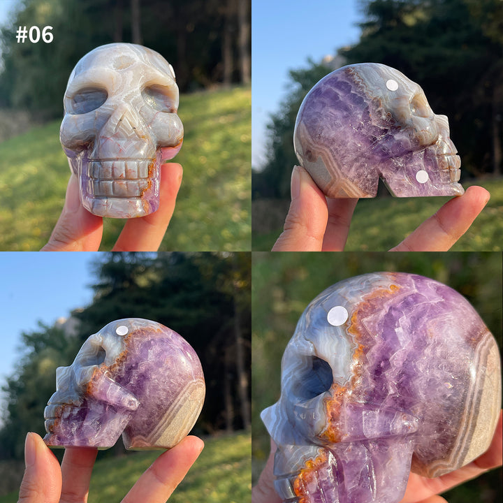 Imperfect Unique,Natural Amethyst Agate Skull
